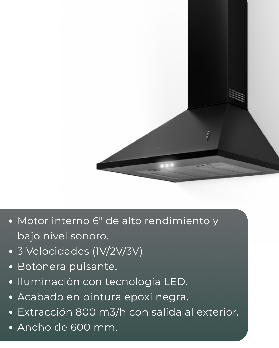 Campana Cocina TST Traful Negra 60cm - Imagen 5